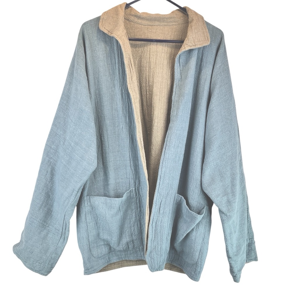 Toofan 100% Crinkle Cotton Reversible Open Jacket Mid/Heavy Weight Lagenlook XXL
